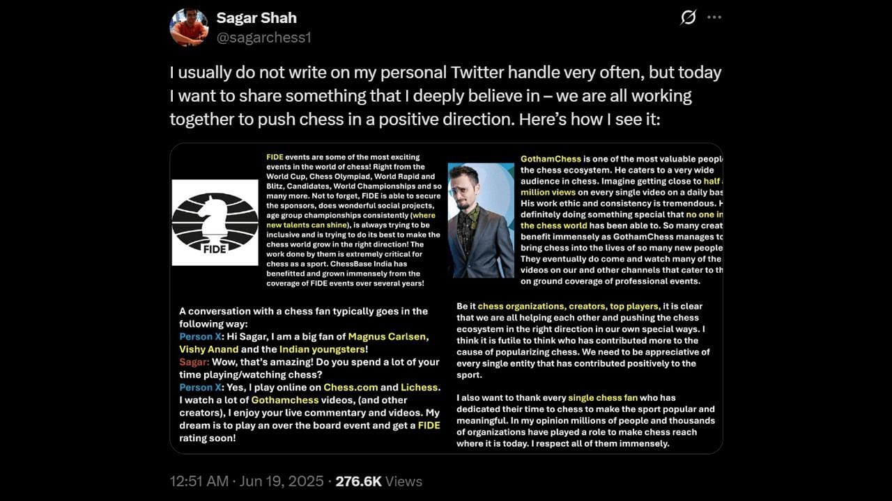 Sagar Shah chimes in on the controversy